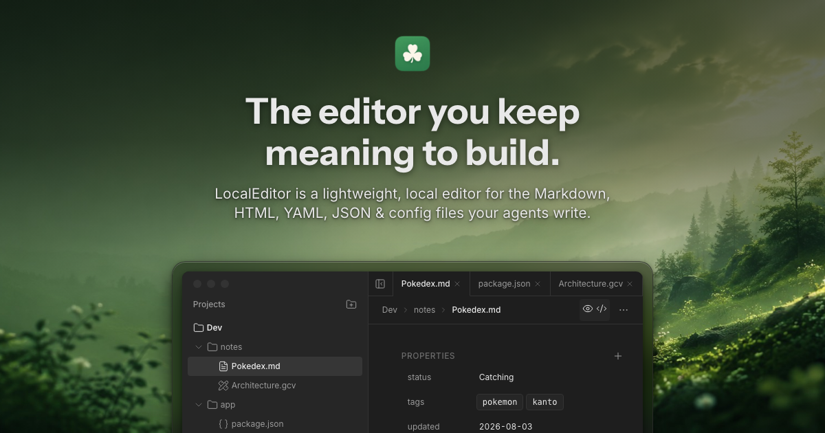 LocalEditor — a local Markdown, HTML & config file editor for macOS